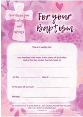 BAPTISM CERTIFICATE PINK