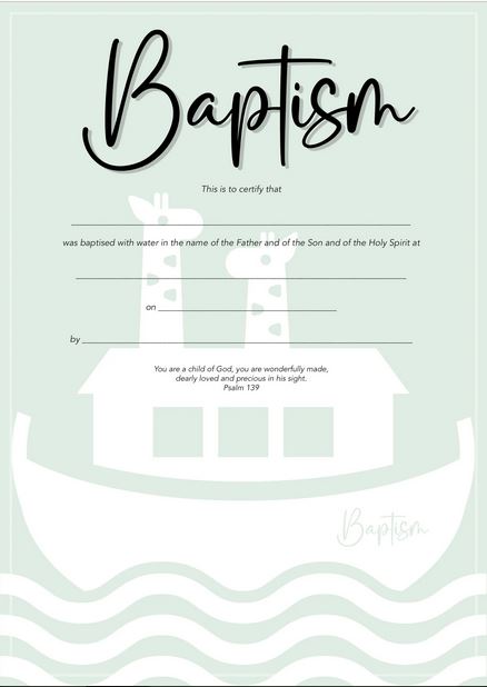 BAPTISM CERTIFICATE PACK OF 10