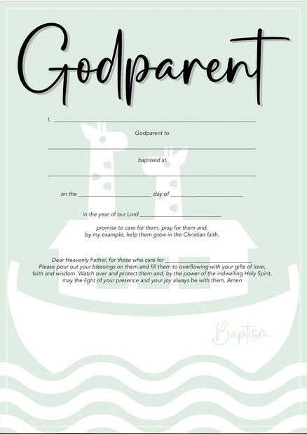 GODPARENT CERTIFICATE PACK OF 10