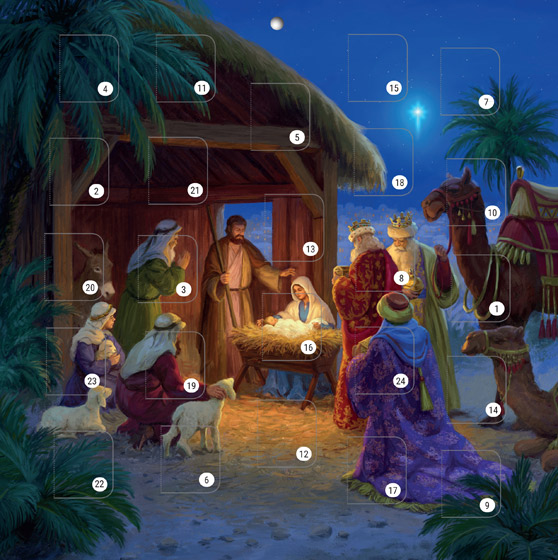 STABLE SCENE ADVENT CALENDAR CARD