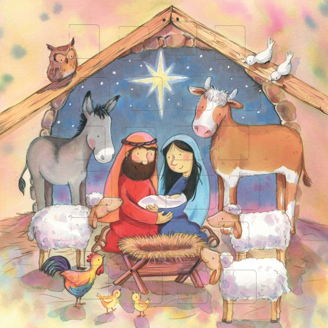 IN A STABLE ADVENT CALENDAR CARD