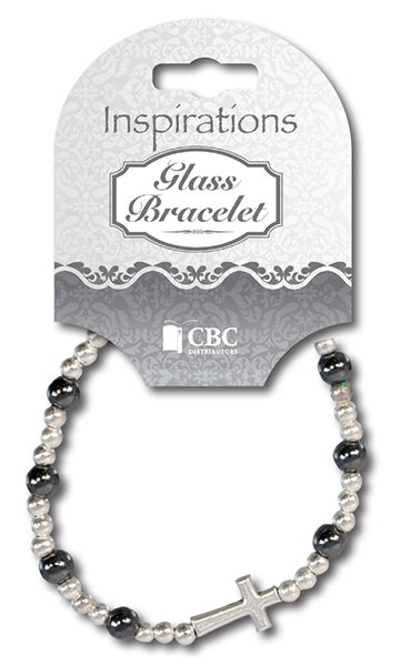 BRACELET IMITATION HEMALITE WITH METAL CROSS
