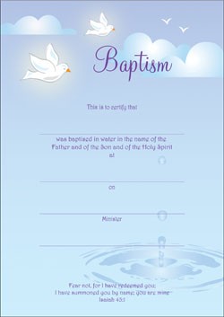 BAPTISM CERTIFICATE ADULT PACK OF 10