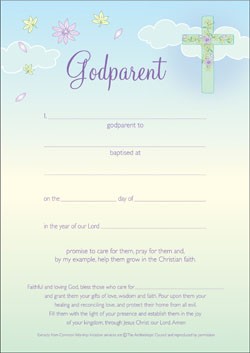 GODPARENT CERTIFICATE CROSS PACK OF 10