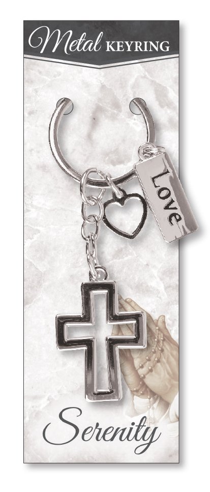 METAL CROSS KEYRING LOVE