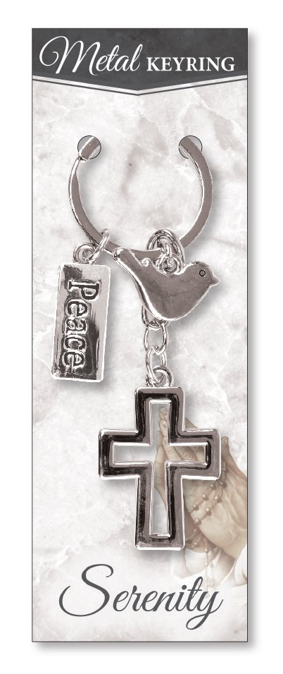 METAL CROSS KEYRING PEACE