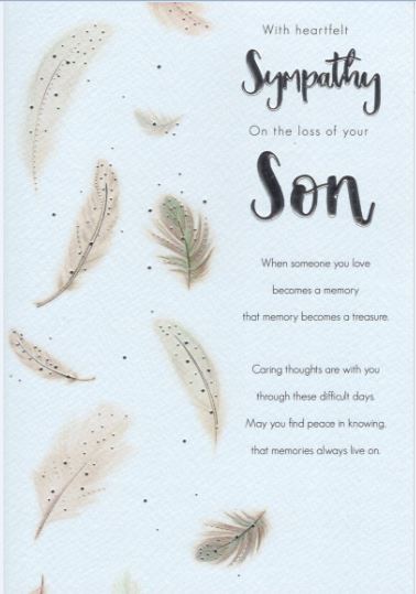SYMPATHY SON FEATHERS GREETING CARDS