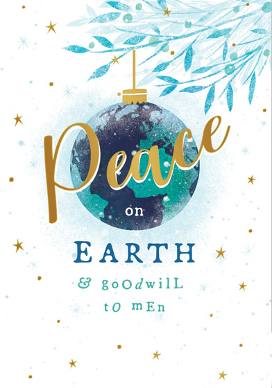 PEACE BAUBLE CHRISTMAS CARDS 10 PACK