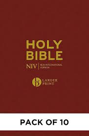NIV 2011 LARGER PRINT BURGUNDY HB PACK OF 10
