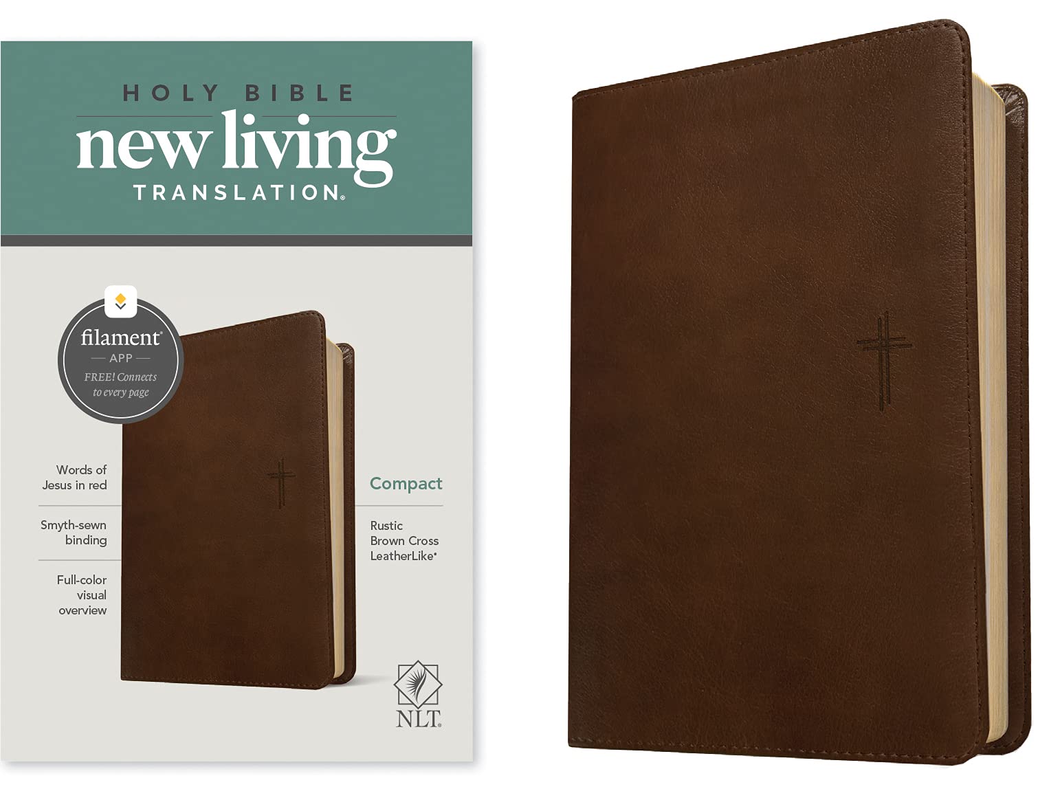 NLT COMPACT BIBLE BROWN IMITATION