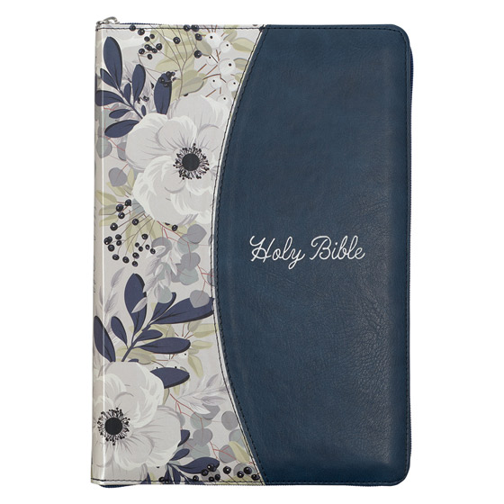 KJV LARGE PRINT THINLINE BIBLE BLUE FLORAL