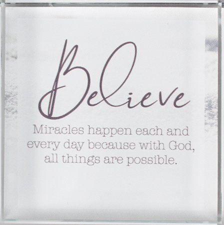 BELIEVE IN MIRACLES GLASS BLOCK