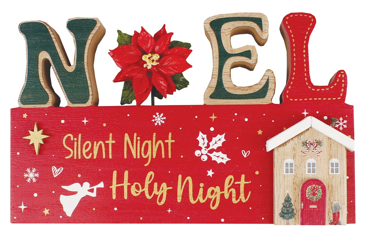 NOEL / SILENT NIGHT WOODEN PLAQUE