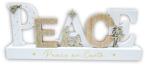 PEACE ON EARTH WOODEN ORNAMENT