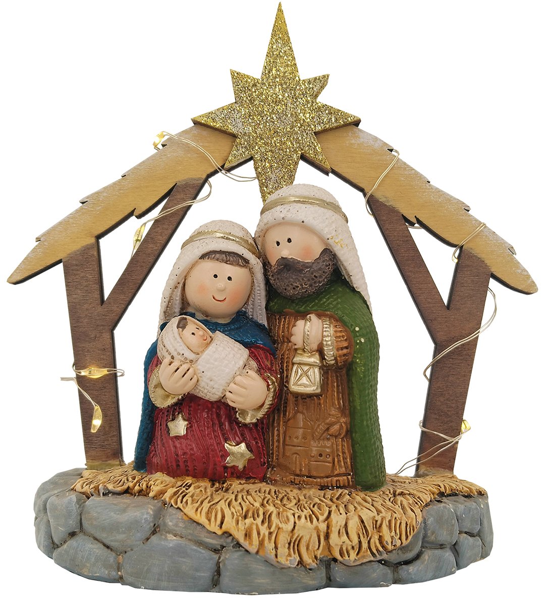 RESIN NATIVITY SCENE WITH LIGHTS