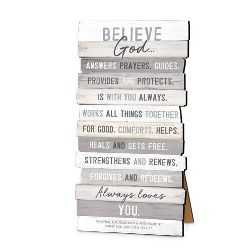 STACKED WOOD BELIEVE PLAQUE