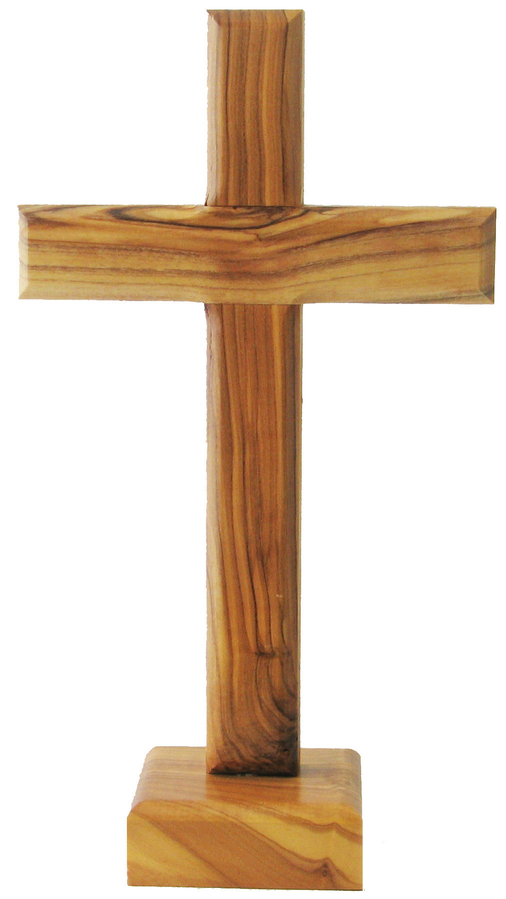 STANDING CROSS 9" SQUARE BASE OLIVE WOOD