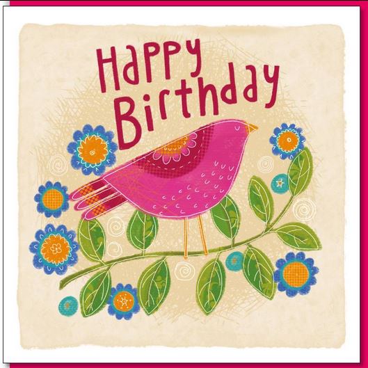 PINK BIRD BIRTHDAY GREETING CARD 