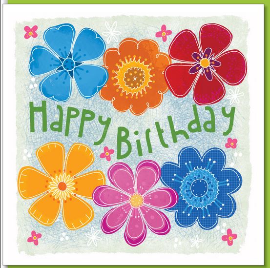 COLOURFUL BIRTHDAY FLOWERS GREETING CARD   