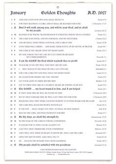 GOLDEN THOUGHTS CALENDAR 2027