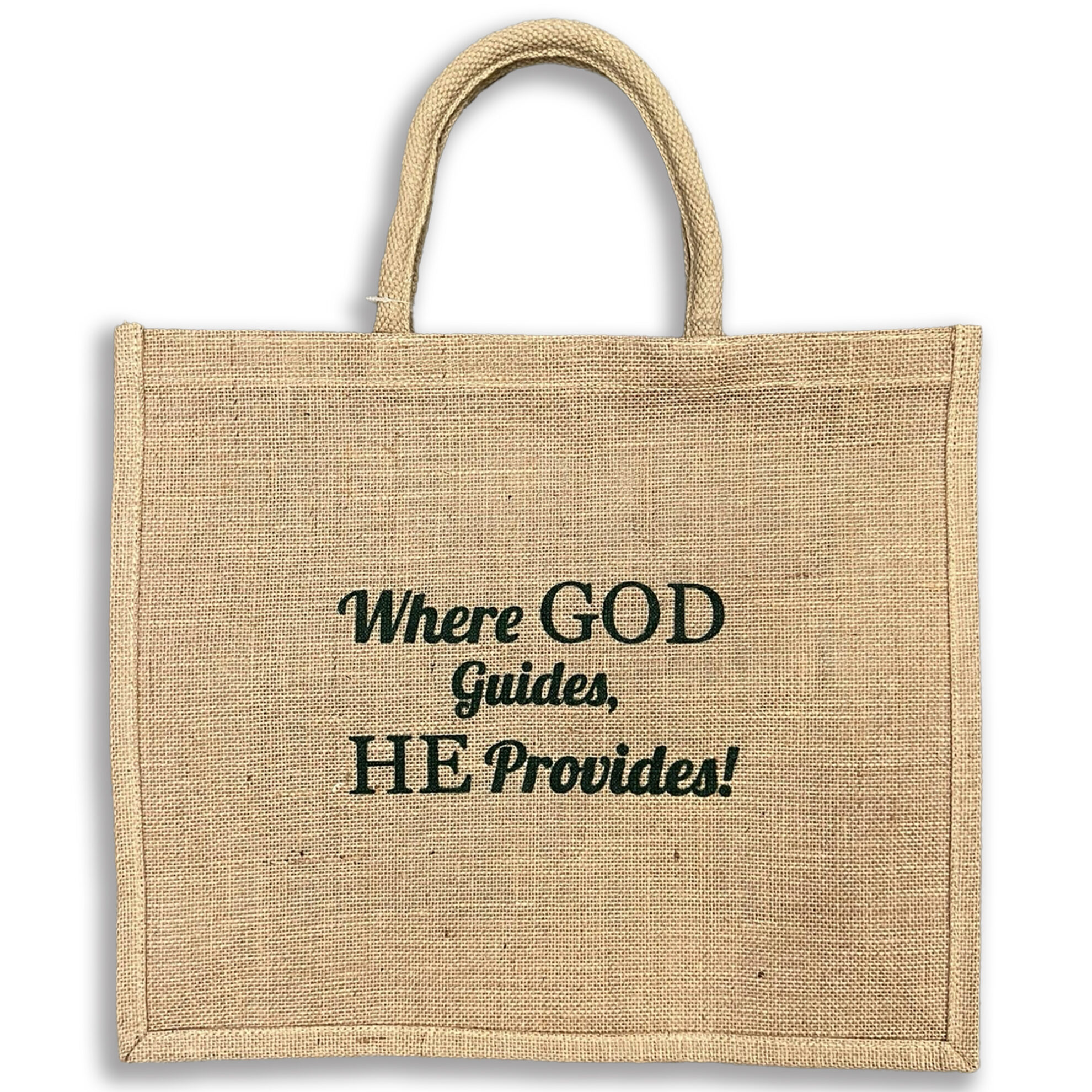 WHERE GOD GUIDES JUTE TOTE BAG