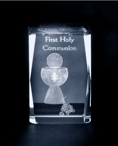 CRYSTAL GLASS BLOCK FIRST HOLY COMMUNION