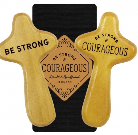 STRONG & COURAGOUS HOLDING CROSS & CARD