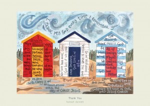 HANNAH DUNNETT CARD THANK YOU BEACH HUT