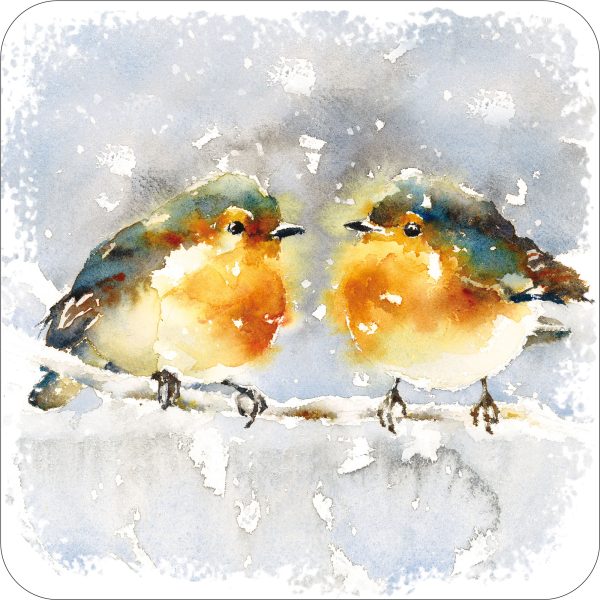 TWO ROBINS CHRISTMAS COASTER