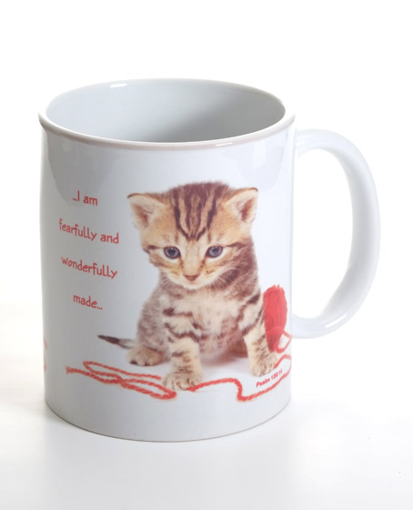 MUG CAT AND WOOL PSALM 139:14