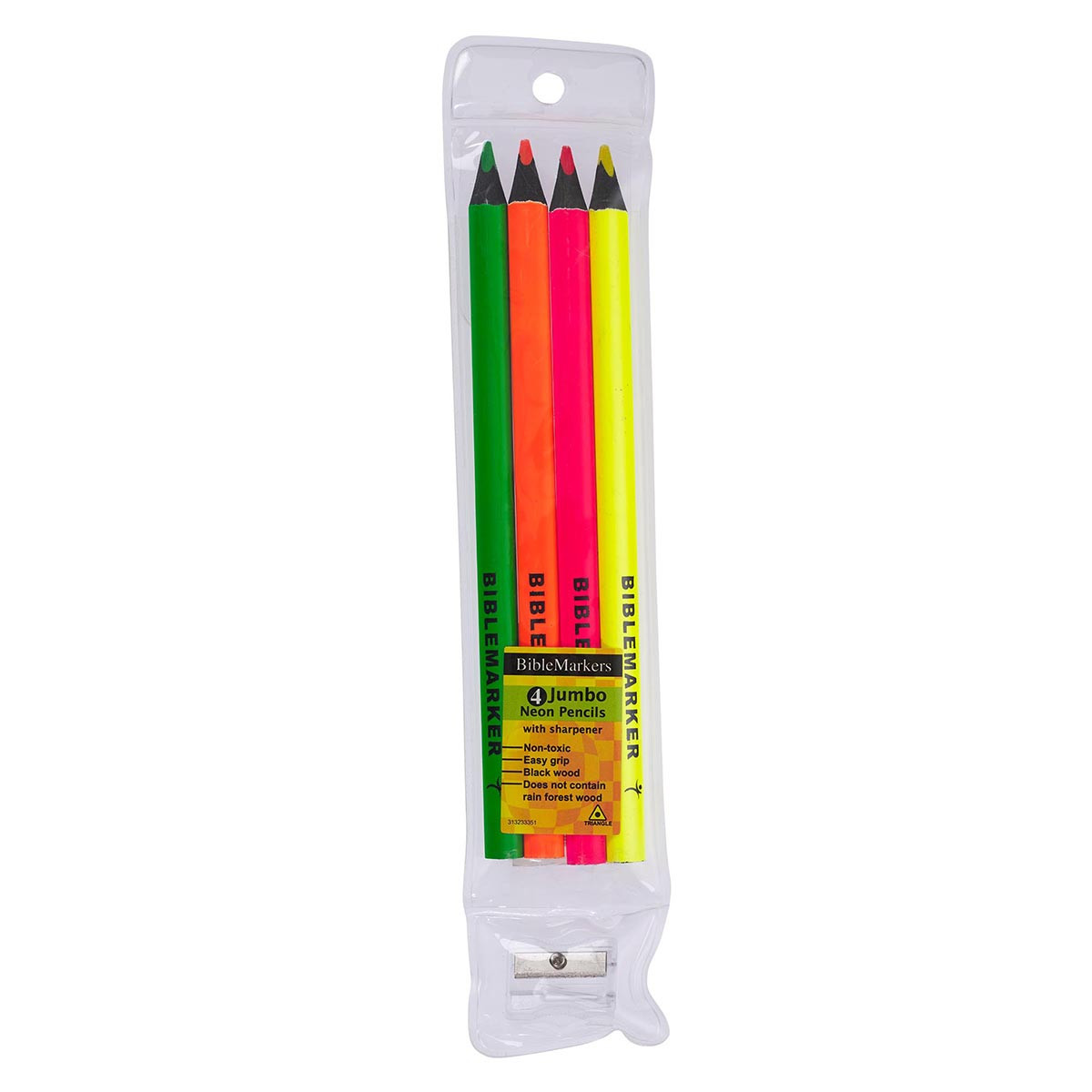 NEON BIBLE MARKING PENCILS AND SHARPENER