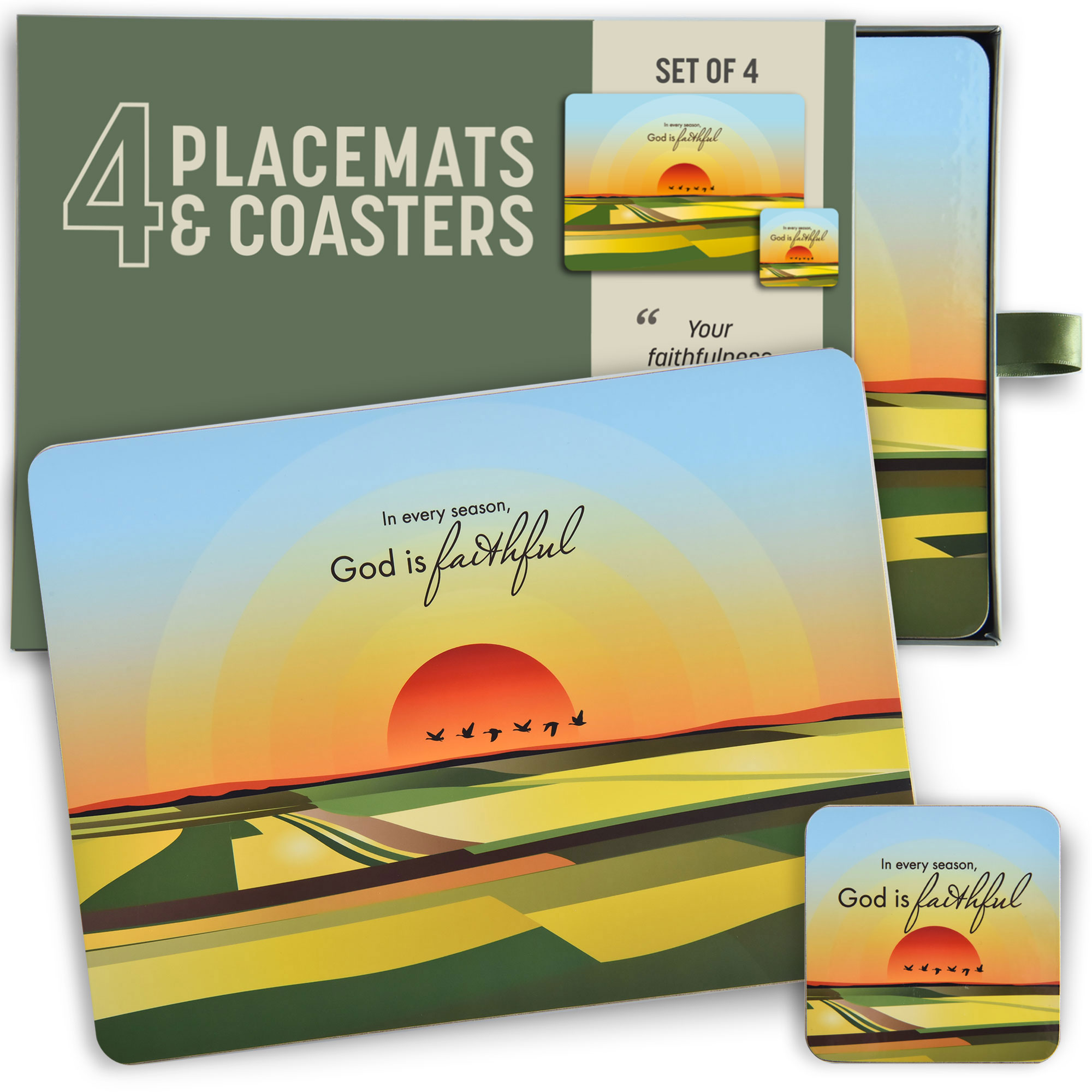 GOD IS FAITHFUL PLACEMAT & COASTER SET