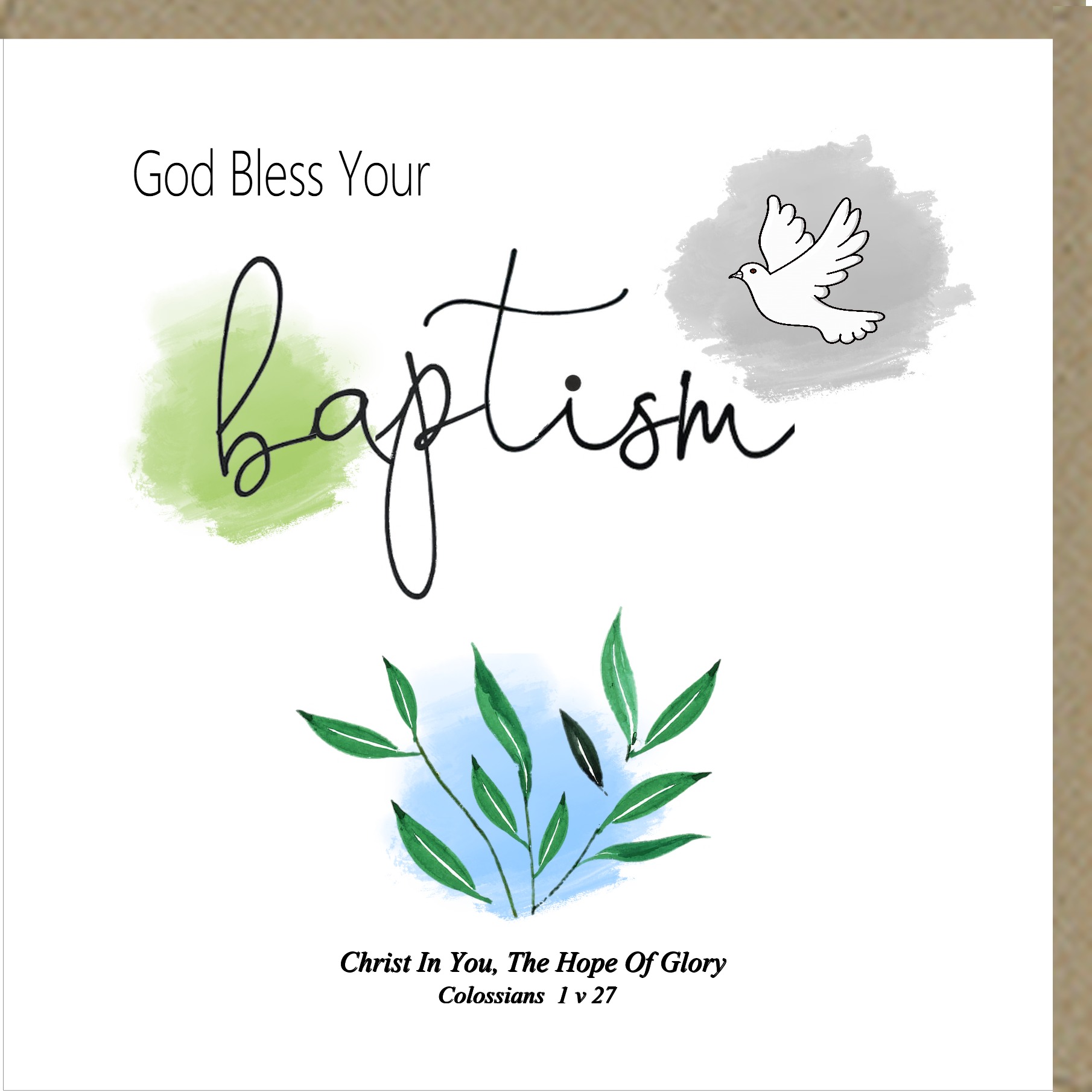 GOD BLESS YOUR BAPTISM DOVE GREETINGS CARD