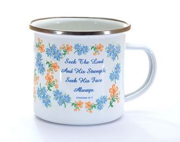 TIN MUG SEEK THE LORD FLOWERS