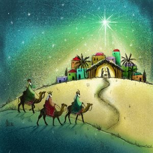 KINGS APPROACHING MANGER CHRISTMAS CARD PACK OF 10