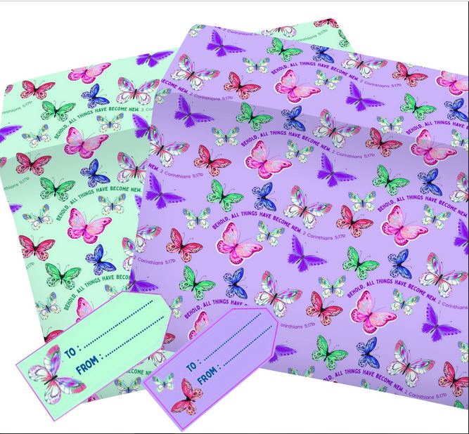 BUTTERFLY GIFT WRAP AND LABELS