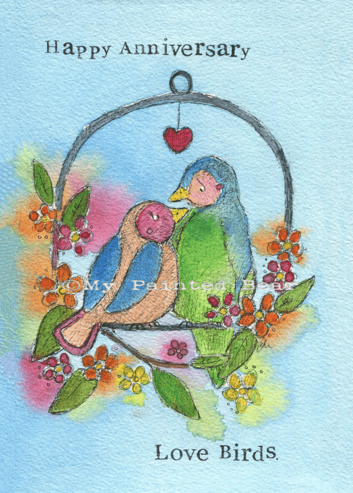 ANNIVERSARY LOVE BIRDS CARD