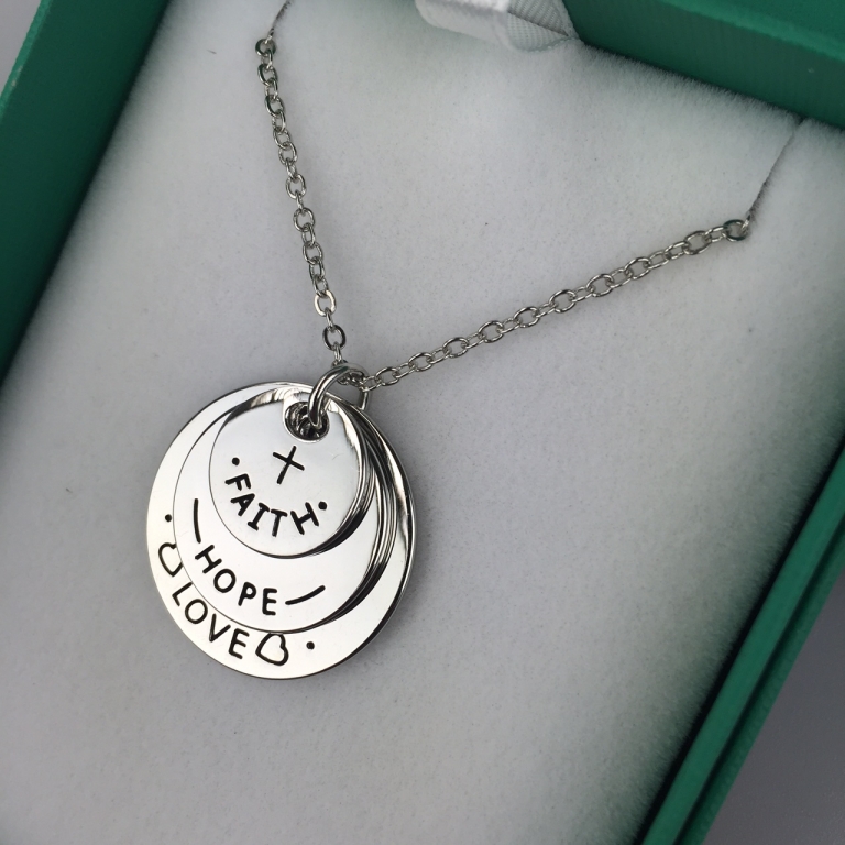 FAITH HOPE LOVE TRIPLE DISK NECKLACE