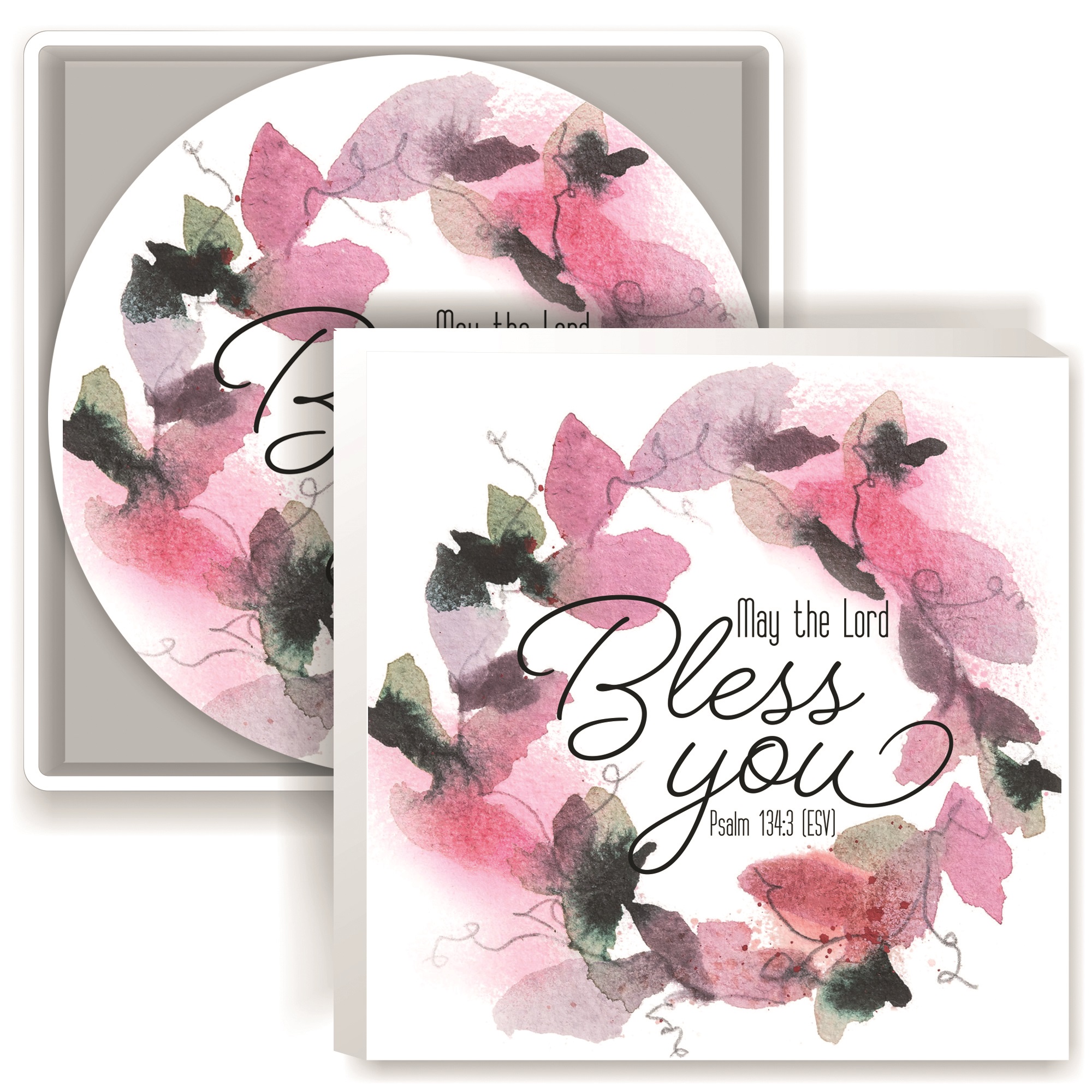 BLESS YOU CERAMIC COASTER BOX OF 4