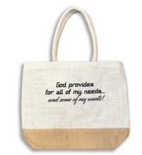 GOD PROVIDES JUTE TOTE BAG