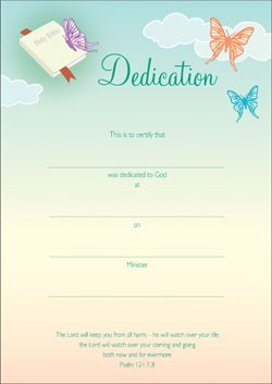 DEDICATION CERTIFICATES PACK OF 10 BUTTERFLY