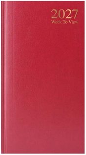 SLIMLINE WEEK TO VIEW DIARY 2027 HB RED