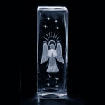 CRYSTAL GLASS BLOCK ANGEL WITH HALO LARGE