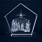 CRYSTAL GLASS BLOCK NATIVITY PENTAGON