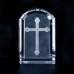 CRYSTAL GLASS BLOCK CROSS ARCH TOP