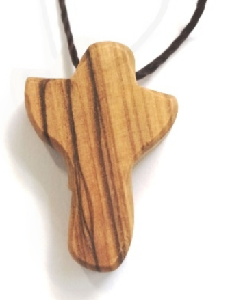 OLIVE WOOD CROSS NECKLACE 3CM