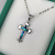 Inlaid Shell Cross Pendant Blue 