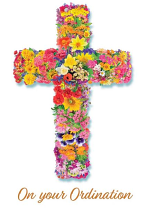 ORDINATION FLOWER CROSS CARD