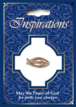 FISH WITH CROSS PIN BADGE