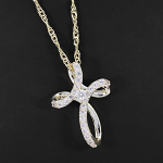 EQUILIBRIUM LOOPED SPARKLE CROSS GOLD PLATED NECKLACE